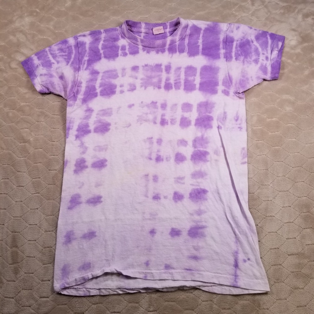 VTG 70s 80s Healthknit Brand Tie Dye Shirt Sz Lg Single Stitch Purple RARE Blank